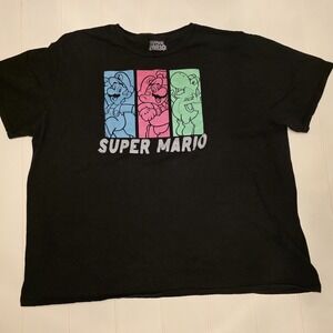 Super Mario T-Shirt Men's 3XL Short‎ Sleeve Graphic Crew Neck Black